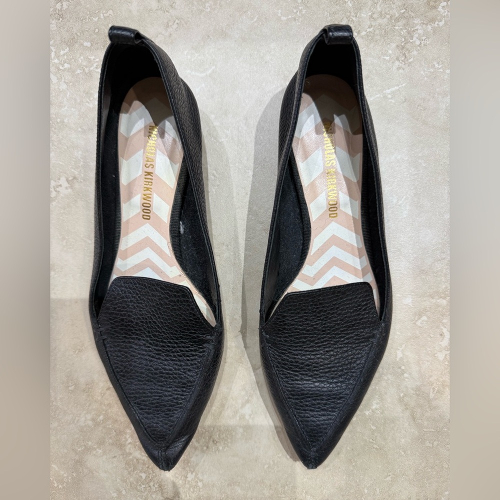 Nicholas Kirkwood Black Textured Flats